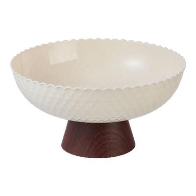 新中式果盘仿木纹茶几高脚盘塑料沥水水果盆托盘干果糖果零食盘子