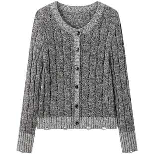 【商场同款】太平鸟26春新款杂花色羊毛混纺针织开衫女A1EDG1218