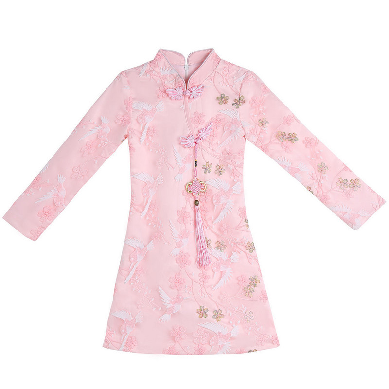 儿童冬装加绒中国风古装汉服中国风女童唐装儿童旗袍中大童古装长