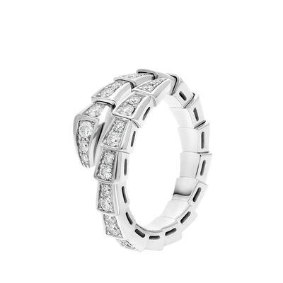【自营】中古99新宝格丽Serpenti Viper系列戒指18K白金满钻蛇钻