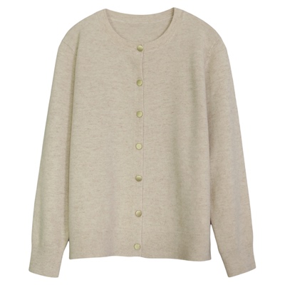 女士简约百搭针织羊毛圆领开衫