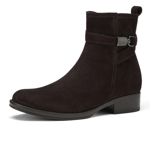 Gabor德国嘉步31601靴子 时尚经典粗跟马蹄扣金属羊反绒时装靴女