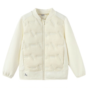 森马儿童羽绒服2024新款棒球领三防外套轻薄款冬装时尚拼接男童装