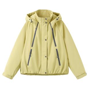 快鱼2025年冬新款棉衣休闲纯色外套小个子短款保暖连帽棉服女