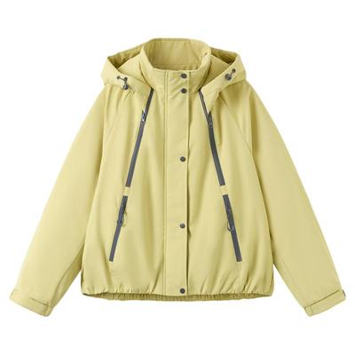 快鱼2025年冬新款棉衣休闲纯色外套小个子短款保暖连帽棉服女