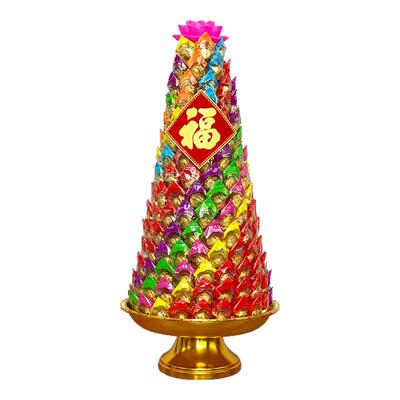 七彩螺旋15层拜佛莲花糖塔