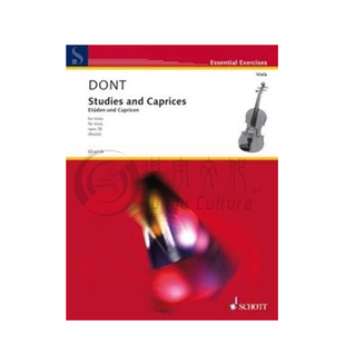 顿特 练习曲和随想曲 op35 中提琴独奏 德国朔特原版乐谱书Dont Studies and Caprices with preparatory Exercises viola ED6118