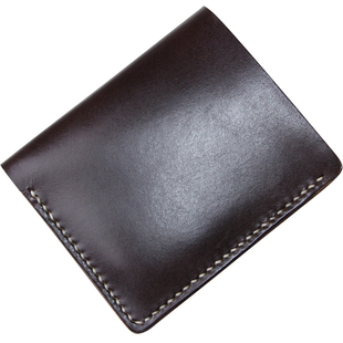 慢工 短款植鞣牛皮手工钱包头层牛皮全手工原创设计 一针一线手缝