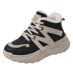 加绒老爹鞋女2024冬季新款保暖加厚时尚百搭高帮运动鞋厚底二棉鞋