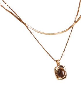 阿吉豆项链女款美拉德吊坠蛇骨链