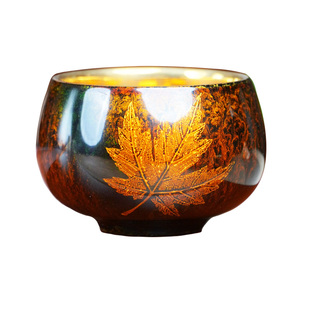 纯手工大漆茶具非遗天然生漆茶杯主人杯鎏金品茗杯子茶盏高档送礼