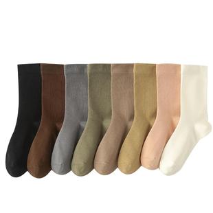 黑色袜子女秋薄款纯棉长袜2025新款配乐福鞋小皮鞋女款中筒堆堆袜