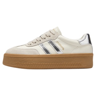 millies妙丽官方圆头撞色拼接设计感增高休闲女板鞋2025秋季新款