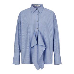 MOUSSY 春季新品设计感通勤翻边条纹长袖衬衫女028ISA30-2151