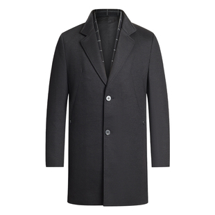 断码【34.4%羊毛&可拆保暖围巾】杉杉中长款毛呢大衣针织外套