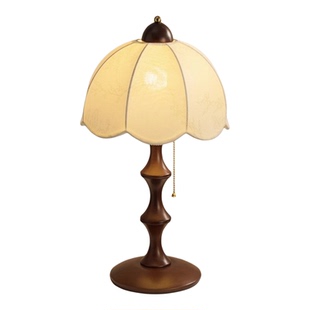 中式复古台灯高级感美式实木侘寂风法式中古设计师卧室床头装饰灯