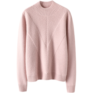 灵动仙气~秋冬半高领羊绒衫女100%纯山羊绒毛衣厚宽松针织打底衫