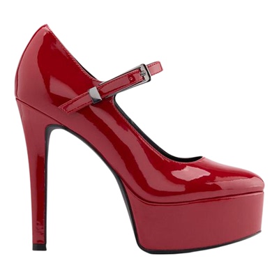 代购Catwalk女士高跟鞋增高时尚显瘦优雅红色圆头搭扣高跟通勤