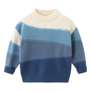 男童圆领毛衣加绒秋冬季中大童男孩加厚保暖毛线衣儿童打底衫8098