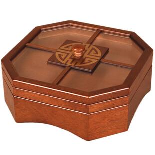 干果盒实木质收纳盒中式分格带盖创意客厅瓜子零食果盘糖果坚果盒