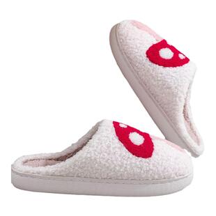 刺绣可爱蘑菇棉拖鞋毛巾绒男女室内居家木地板保暖TPR加厚情侣鞋