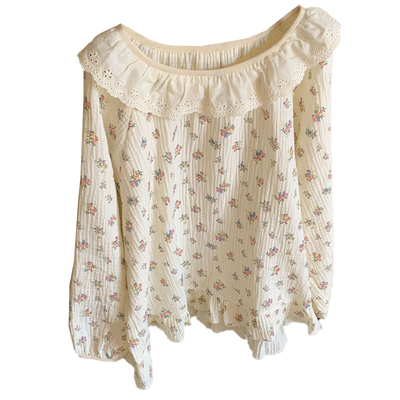 杜小宅长袖长裤蕾丝花边棉纱套装