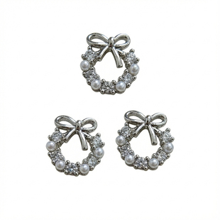 美甲圣诞金色饰品2026秋冬新款雪花圣诞树锆石珍珠指甲小配件G91