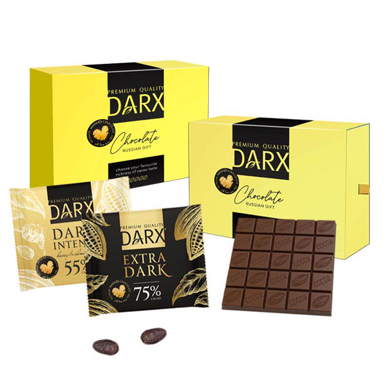 DARX俄罗斯原装 进口高端黑巧克力75%纯可可脂巧克力大头娃娃零食