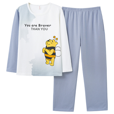 春秋款男士纯棉睡衣可外穿