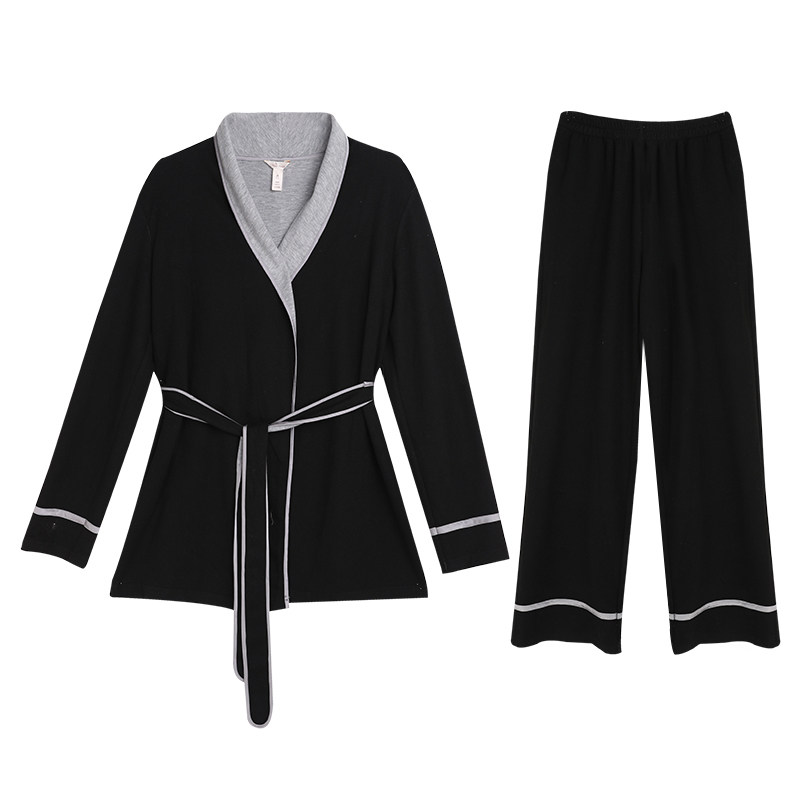 NT奈黎诗秋冬宽松加厚双面德绒保暖长袖睡袍男女情侣睡衣家居服套