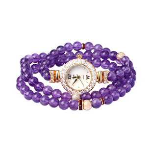 小表盘手表女士玉髓石榴石紫水晶小巧精致个性轻奢时尚石英手链表