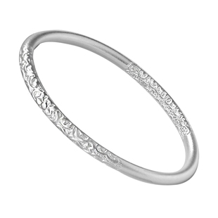 卷草纹银手镯女足银年轻款实心闭口古法纯银镯子中国风送女友礼物