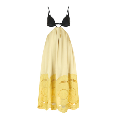 bettychow香槟色蕾丝连衣裙