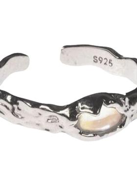 情侣s925银冷淡风开口可调节戒指