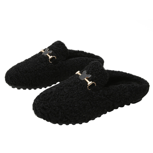 毛毛鞋女半拖秋冬外穿穆勒鞋加绒包头棉拖鞋平底大码女棉鞋41到43