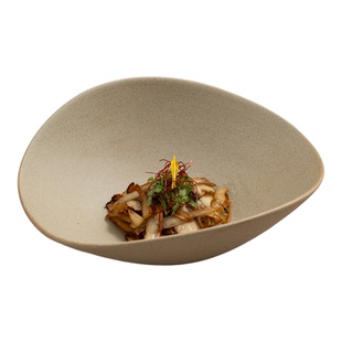 日式粗陶碗家用陶瓷沙拉碗创意小菜碗不规则碗复古小碗碟商用餐具