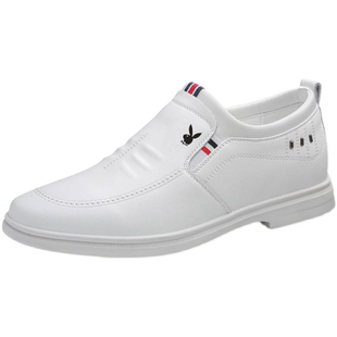 花花公子皮鞋男真皮白色休闲鞋内增高小白鞋百搭潮流板鞋透气男鞋