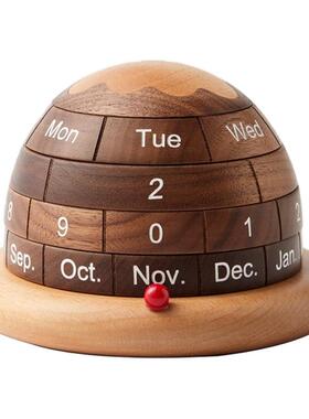 实木万年历摆件创意办公桌行星日历男女生日礼物小众高级文创礼品