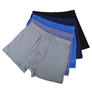 5件装男士纯棉平角透气四角纯色内裤全棉内裤吸汗性感宽松底裤头