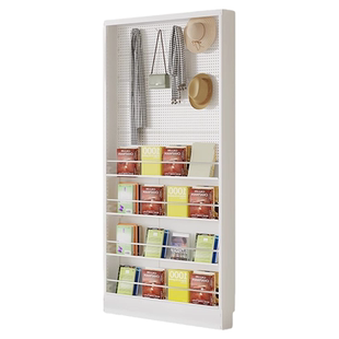 超薄门后洞洞板书架置物架收纳架儿童绘本架落地书柜窄款靠墙架子