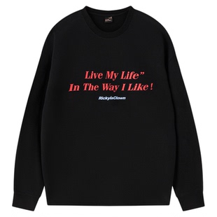 RickyisClown标语字母印花短袖T恤男潮牌美式宽松情侣打底衫T上衣