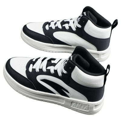 安踏黑白板鞋男鞋休闲高帮