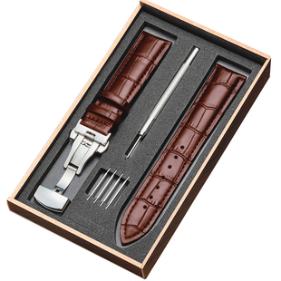 宝时捷保时捷真皮手表带原装牛皮蝴蝶扣6063 6065 6041男女皮表链