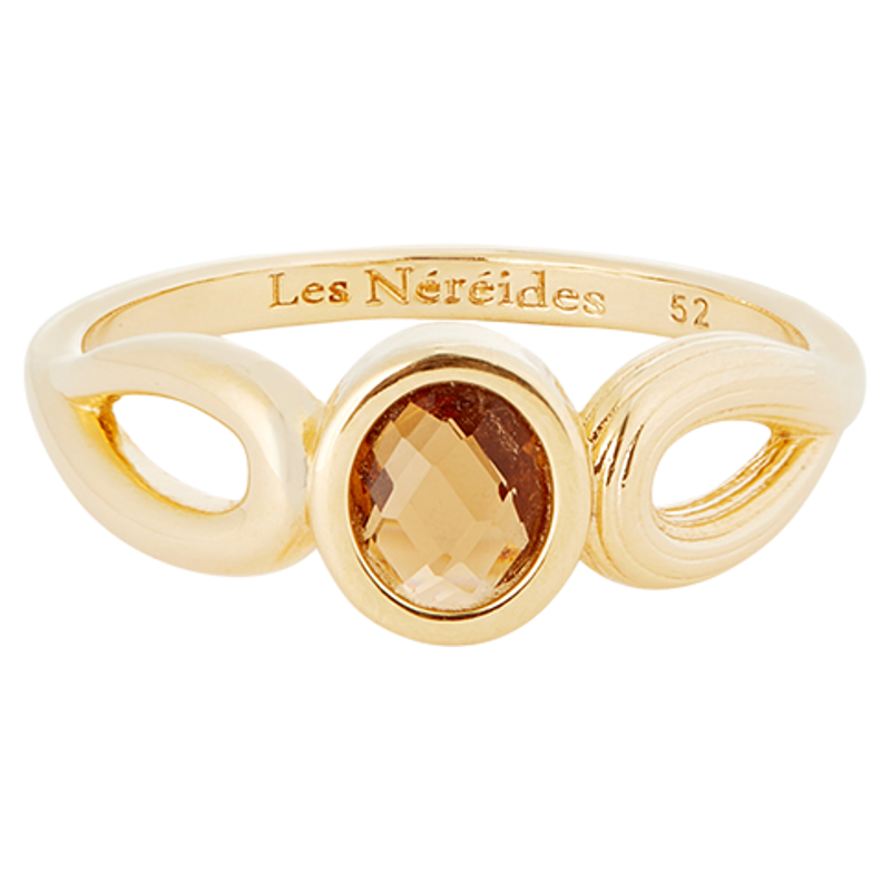 Les Nereides夜幕鎏金系列 金色镶嵌水晶 戒指 小众复古法式简约