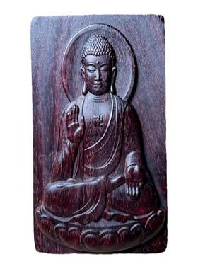 老料小叶紫檀木如来佛挂件红木释迦摩尼项链吊坠男女护身符平安牌