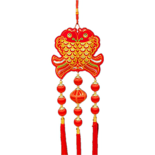 马年新款挂式对联大门装饰挂件创意4字对联春节鞭炮灯笼串