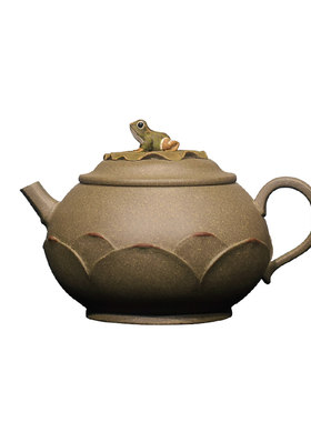 砺砂茗陶宜兴紫砂名家茶壶 陈真紫砂壶荷塘清趣 全手工精品茶具