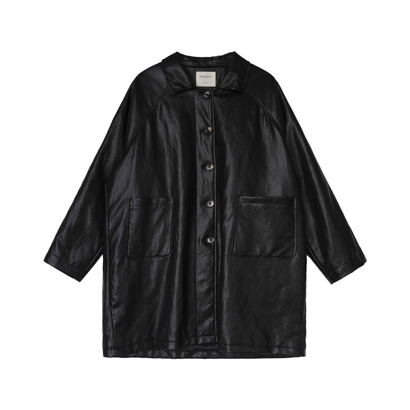 安妮森林气质鹅绒皮衣羽绒服