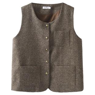 春秋马甲大码女胖mm外穿2024年新款时尚显瘦小香风港花呢背心外套