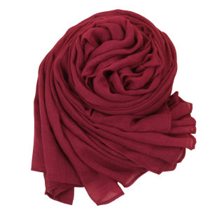 2025新款棉麻围巾女秋冬薄款保暖围脖超大长款纯色丝巾披肩酒红色